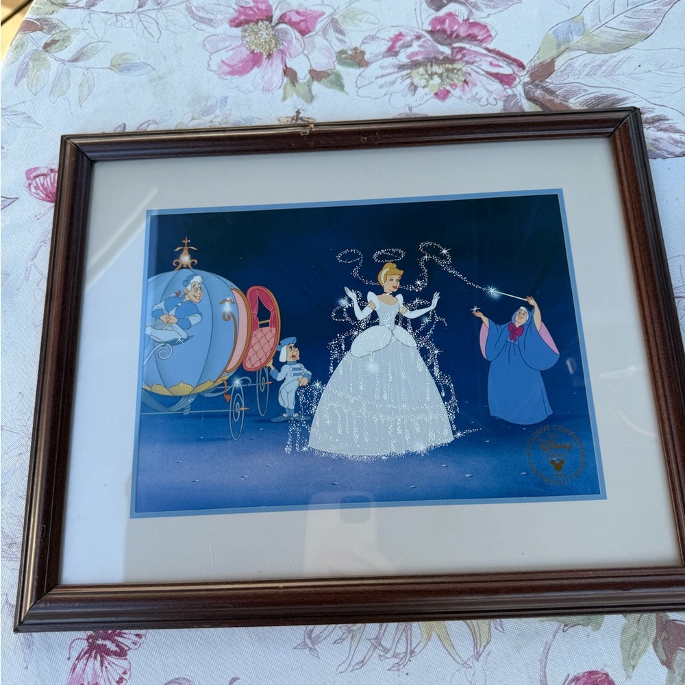 Disney Cinderella Art Print with Blue and Brown Accents